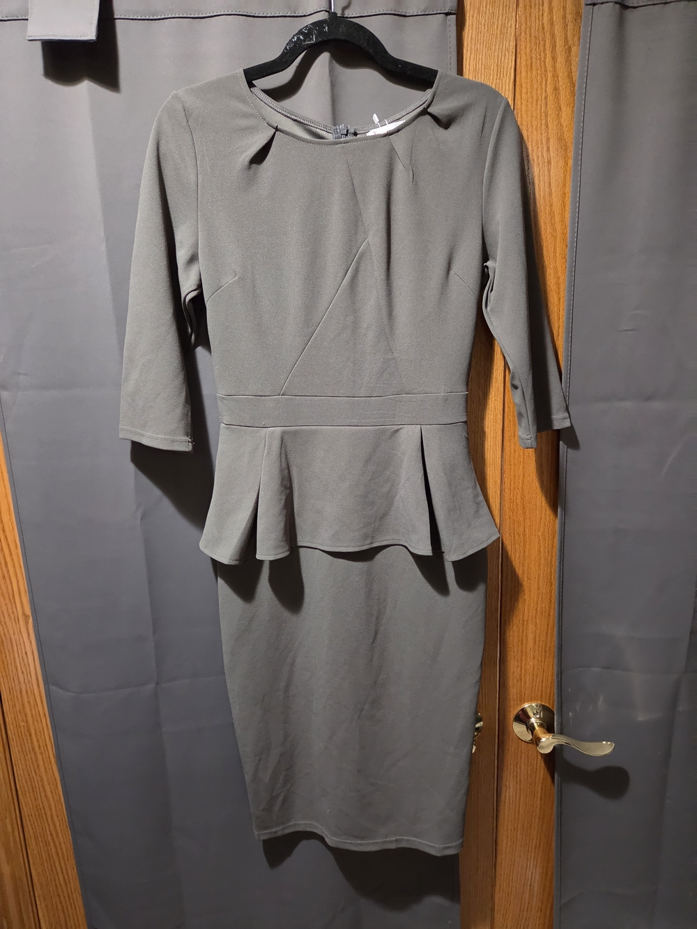 Gray Peplum Business Dress